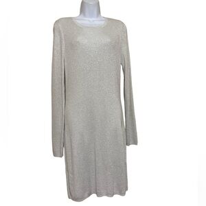 RACHEL ZOE Sweater Dress Silver Shimmer Bodycon Pull Over L event holiday soft